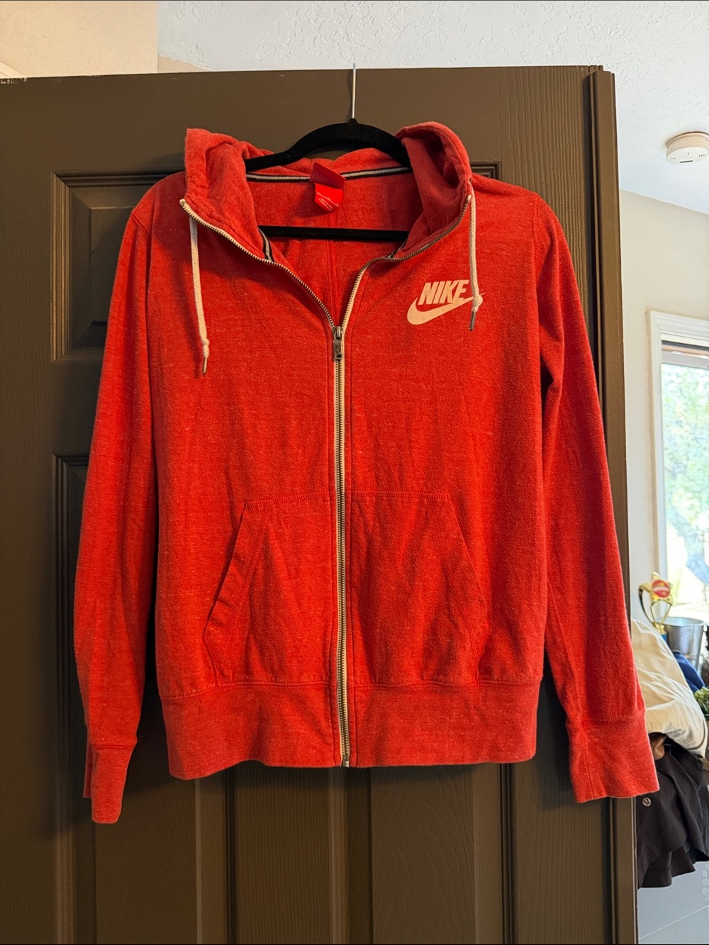 Nike Red Full-Zip Hoodie with White Logo